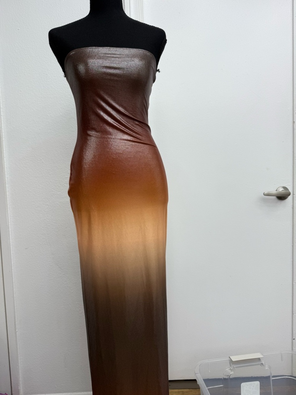 Tube Maxi Dress in Brown to Tan Ombre